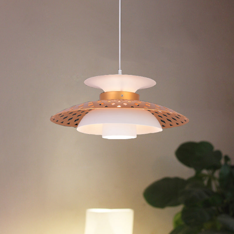 1 Glühbirnenhänge -Lampe zeitgenössische Metalldecke Anhänger Licht in Weiß und Gold