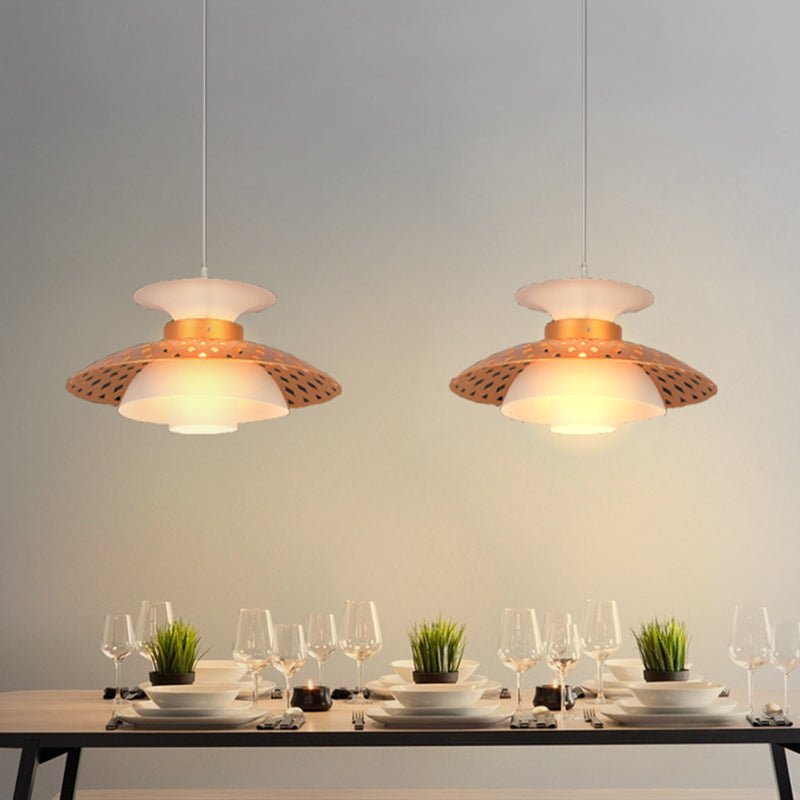 1 Glühbirnenhänge -Lampe zeitgenössische Metalldecke Anhänger Licht in Weiß und Gold