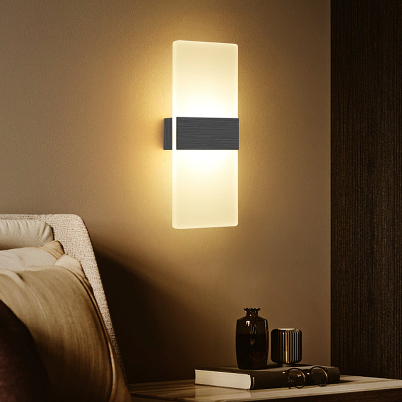 Lampada da parete per tonalità rettangolare in alluminio modernista Light Sconce a 1 luce per camera da letto