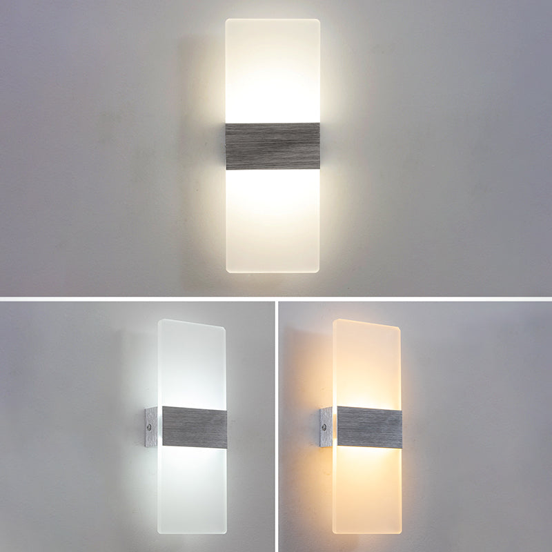 Lámpara de pared LED acrílica rectangular de aluminio cepillada estilo contemporáneo Simplicidad de apliques de interior para pasillo del pasillo