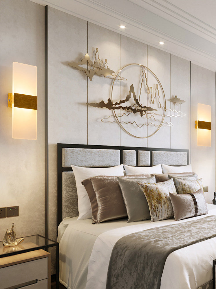 Lámpara de pared LED acrílica rectangular de aluminio cepillada estilo contemporáneo Simplicidad de apliques de interior para pasillo del pasillo