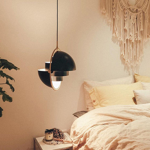 Costilería colgante colgante de hierro negro Luz de 1 luces de 1 luces para sala de estar