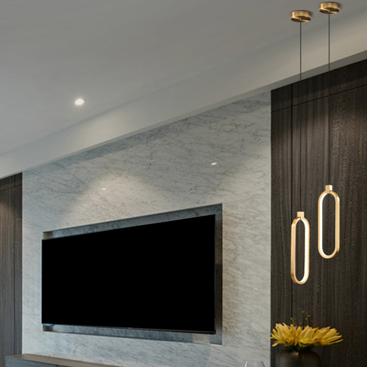 Minimalist LED Hanging Ceiling Light Aluminum 1-Light Linear Ceiling Pendant Light