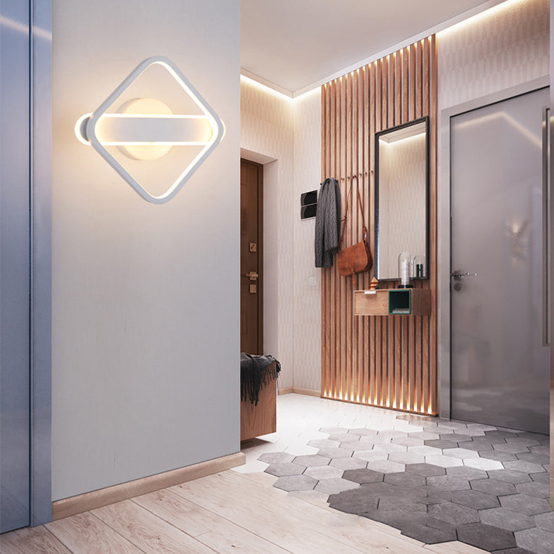 Square Aluminum Simplicity LED Wall Lamp 9.5" H Geometric Lines Acrylic Sconce Lighting Fixture for Bedroom