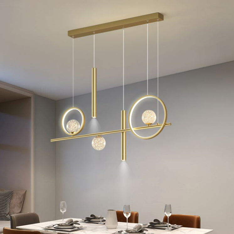 Luz colgante de isla lineal LED de aluminio en moderna luz de techo de hierro forjado de estilo nórdico con sombra de silicona