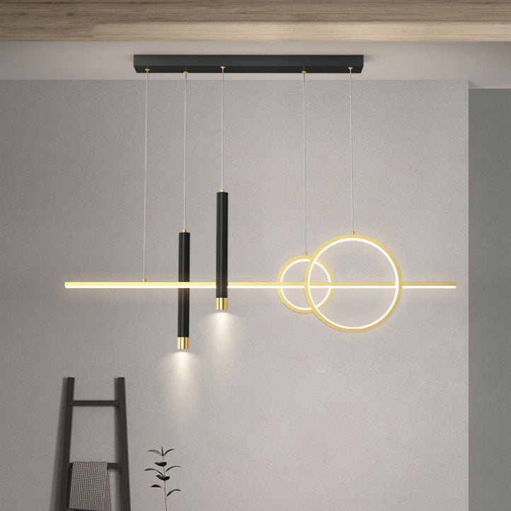 Wrought Iron LED Island Light in Modern Luxury Style Acrylic Linear Pendant Light for Dining Room