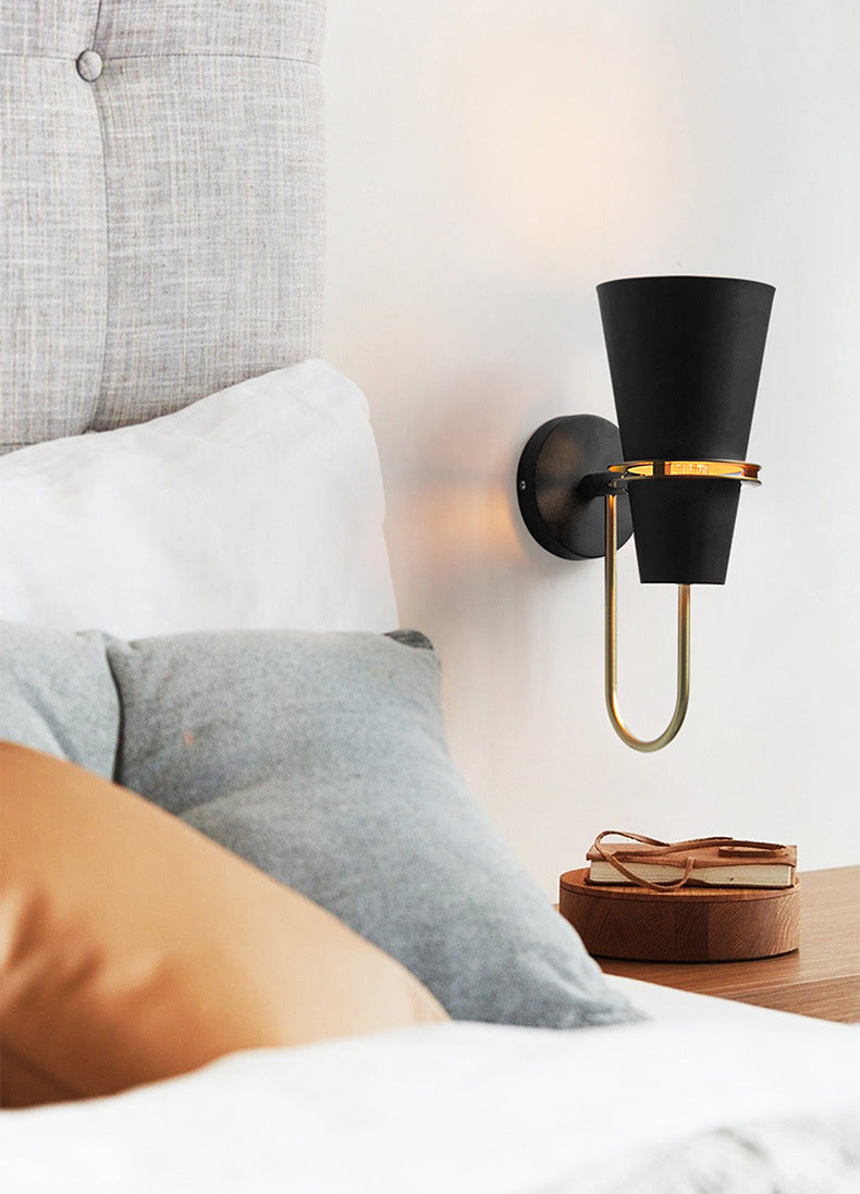 1 Light Metal Wall Light Fixture Modern Tapered Wall Sconces Lighting Fixtures for Bedroom