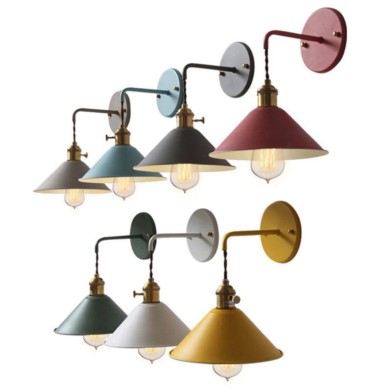 1 Light Metal Wall Mounted Light Fixture Modern Cone Wall Sconce Lighting for Dining Room
