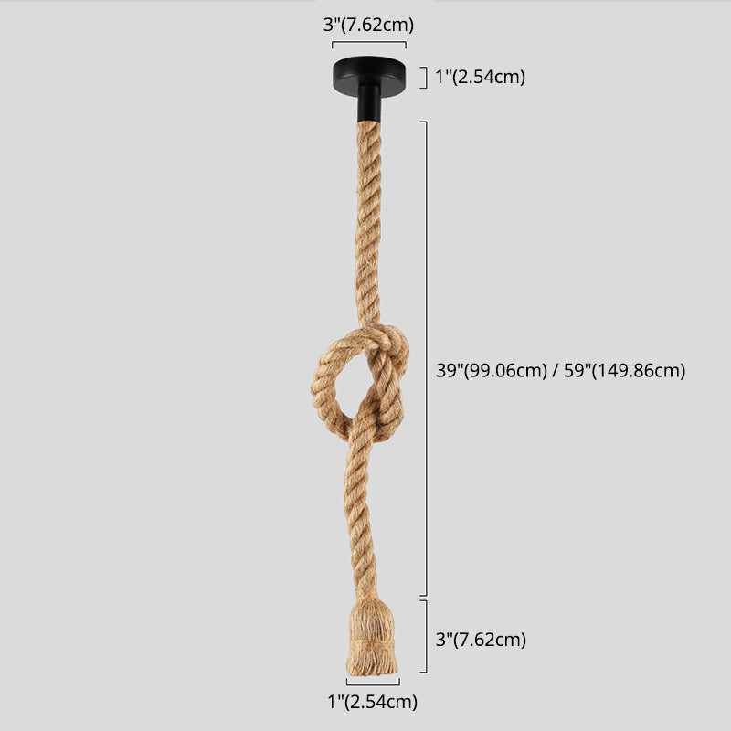 Vintage Bare Bulb Design Drop Lighting 1-Light Rope Pendant Light Fixture for Bar