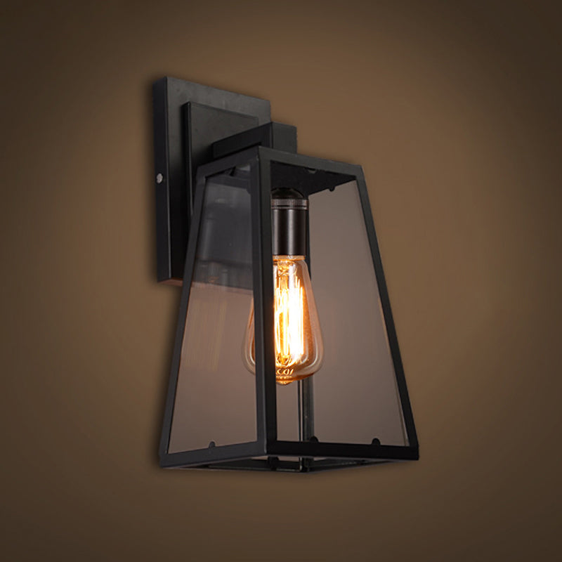 Clear Glass Industrial Style Leuchte 1-Licht schwarzer Wand Licht für den Flur