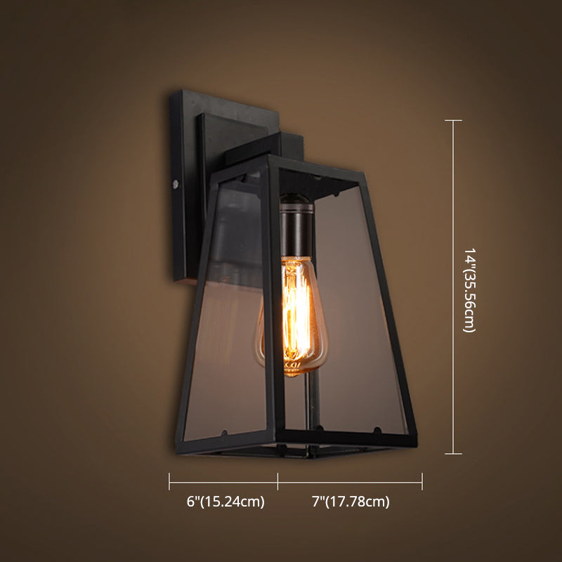 Clear Glass Industrial Style Leuchte 1-Licht schwarzer Wand Licht für den Flur