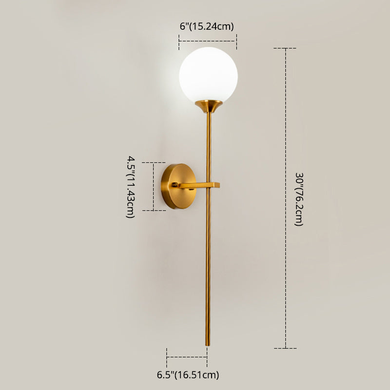 1-Light Wall Light in Modern Luxury Style Wrought Iron Wall Sconce with Globe Glass Shade