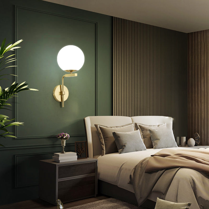 Oro Pronzo da parete a 1 luci a 1 luce in moderna luce da parete da interno in rame di lusso con tonalità di vetro