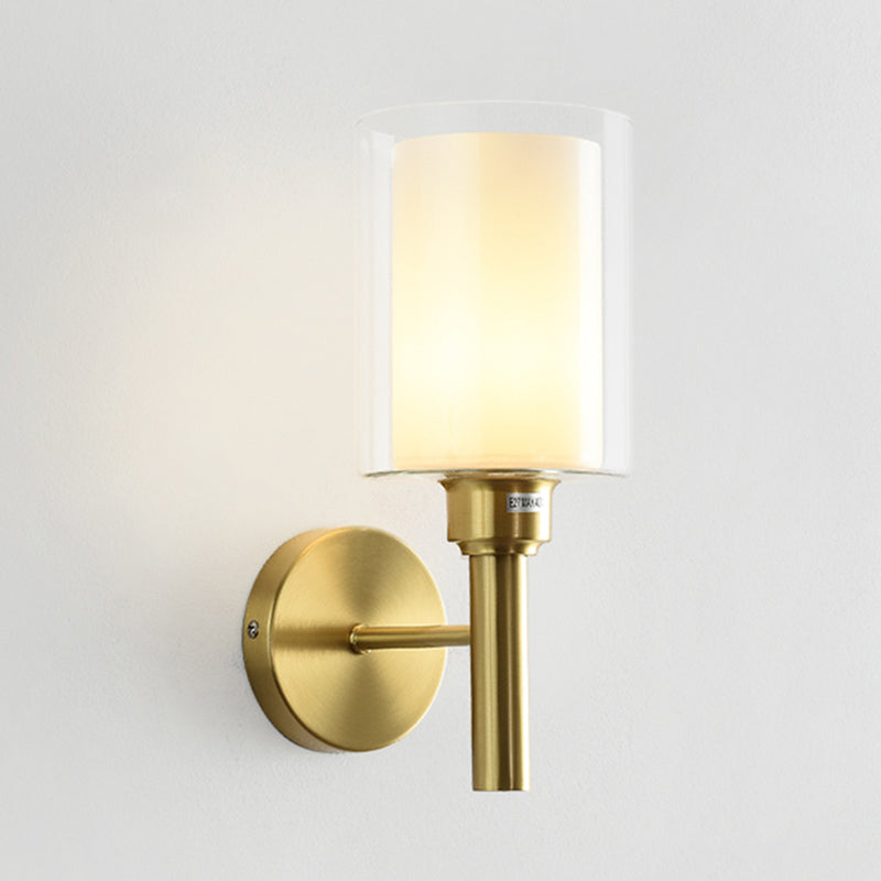 Oro Pronzo da parete a 1 luci a 1 luce in moderna luce da parete da interno in rame di lusso con tonalità di vetro