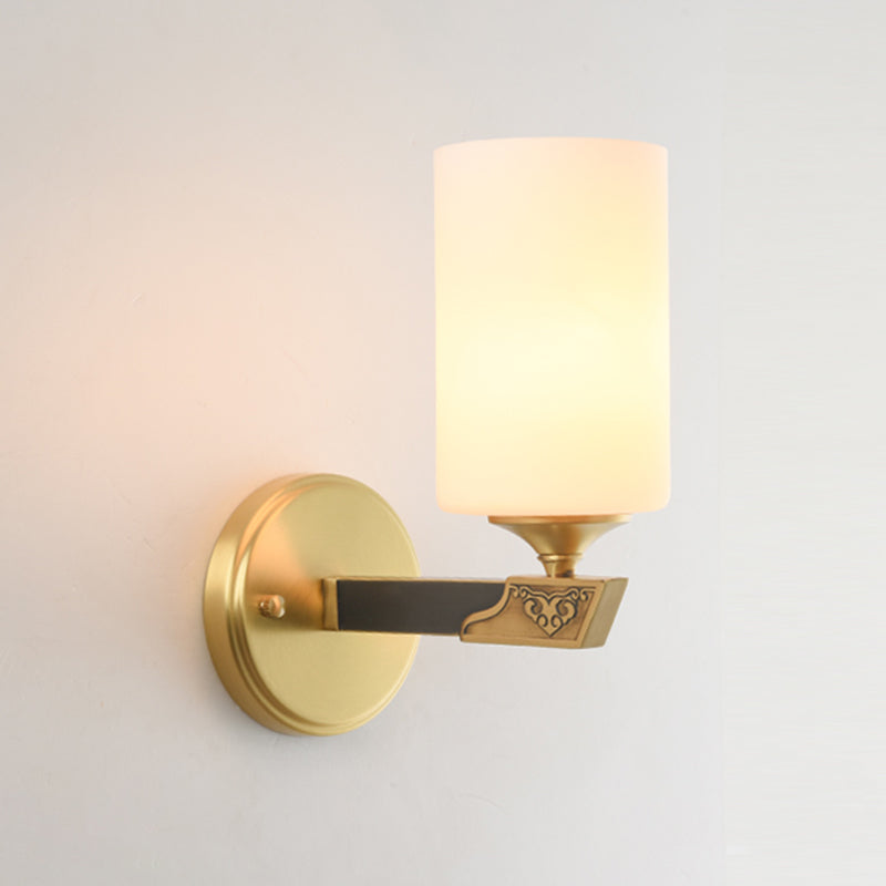 Oro Pronzo da parete a 1 luci a 1 luce in moderna luce da parete da interno in rame di lusso con tonalità di vetro