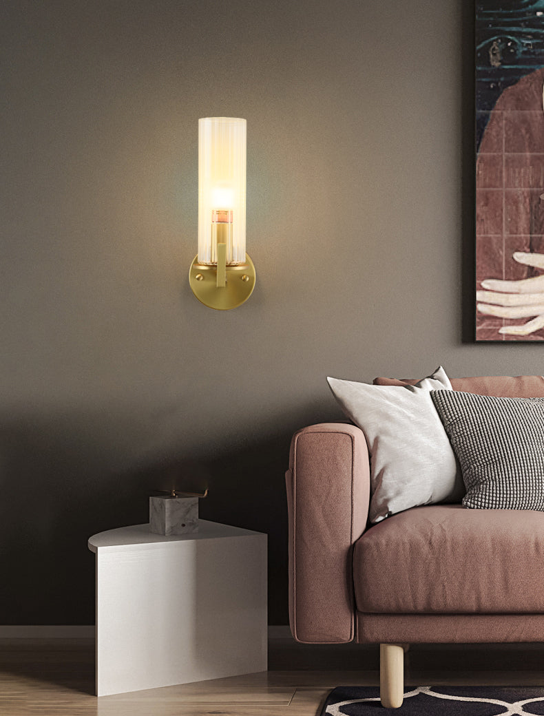 Oro Pronzo da parete a 1 luci a 1 luce in moderna luce da parete da interno in rame di lusso con tonalità di vetro