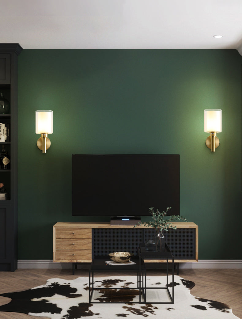 Oro Pronzo da parete a 1 luci a 1 luce in moderna luce da parete da interno in rame di lusso con tonalità di vetro