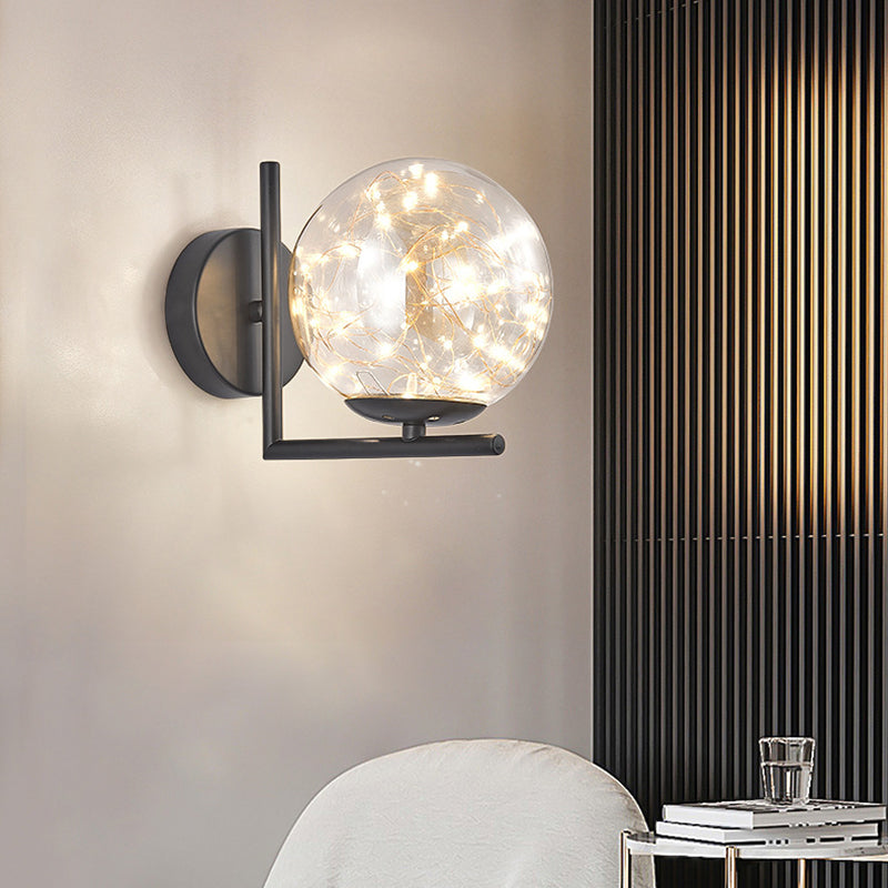 1 licht wit glazen wand gemonteerd verlichtingsarmatuur moderne bol wandverlichting ideeën voor slaapkamer