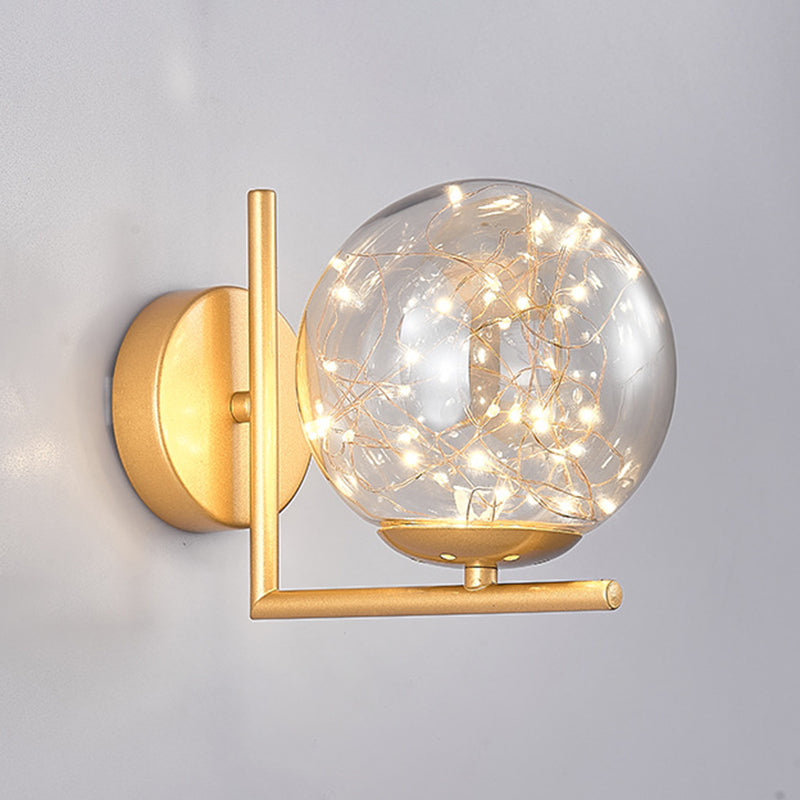 1 Light White Glass Wall Mounted Light Fixture Modern Globe Wall Lighting Ideas for Bedroom