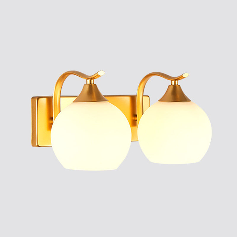 Round Milk Glass Wall Lighting Fixtures Modern Wall Mounted Light Fixture for Bedroom