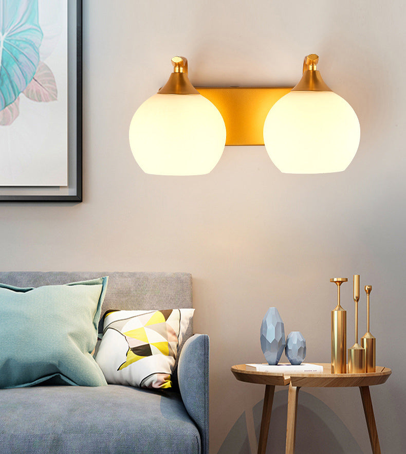 Round Milk Glass Wall Lighting Fixtures Modern Wall Mounted Light Fixture for Bedroom