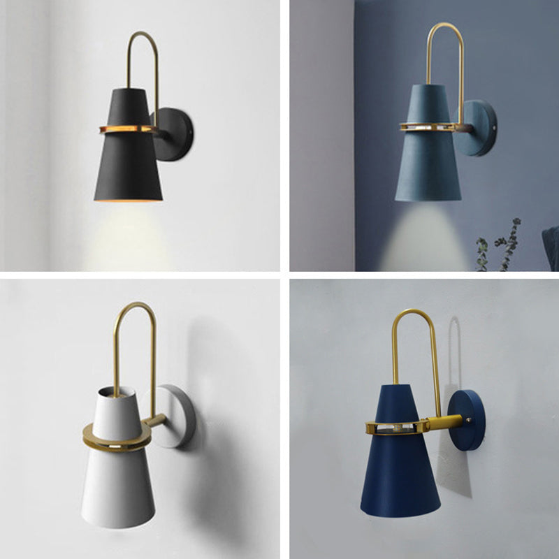 1 Light Metal Wall Mount Light Fixture Modern Dual Cone Wall Sconce Lighting for Bedroom