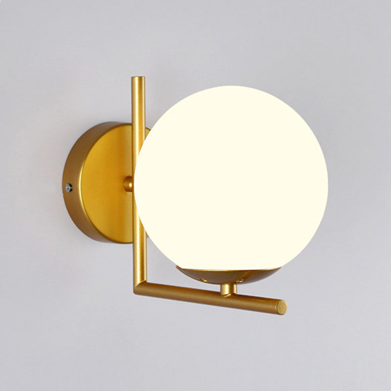 1 licht wit glazen wand gemonteerd verlichtingsbeveiliging moderne orb wandlichtwagentjes voor slaapkamer