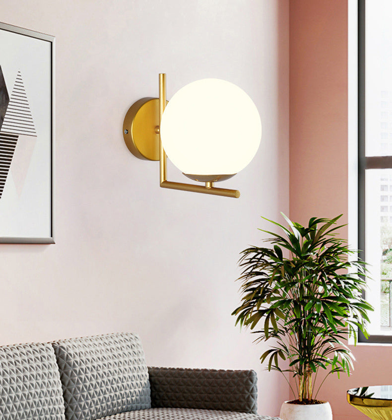 1 licht wit glazen wand gemonteerd verlichtingsbeveiliging moderne orb wandlichtwagentjes voor slaapkamer