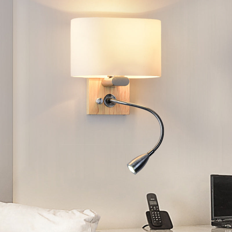 Oval Glass Shade Simplicity Wall Lamp Adjustable Spotlight Design Modern Style LED Bedside Reading Light with Wooden Base