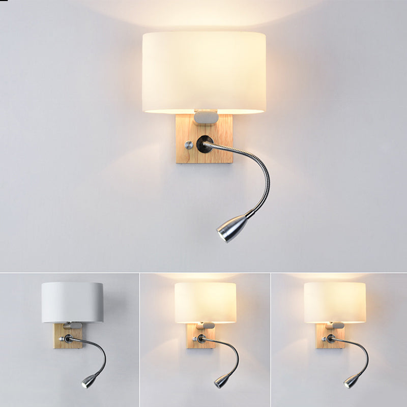 Oval Glass Shade Simplicity Wall Lamp Adjustable Spotlight Design Modern Style LED Bedside Reading Light with Wooden Base