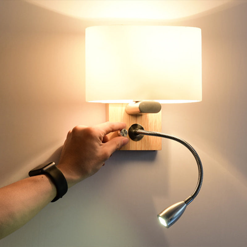 Oval Glass Shade Simplicity Wall Lamp Adjustable Spotlight Design Modern Style LED Bedside Reading Light with Wooden Base