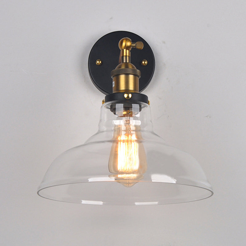 1 lumière en verre transparent en verre luminaire monté sur grange industrielle montant la lumière murale pour la salle et le foyer