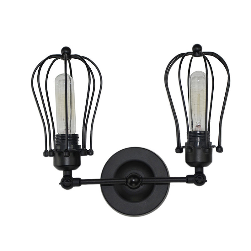 2 luci in metallo a parete in metallo lampade industriale bulbo a gabbia flipces di illuminazione per sala e foyer
