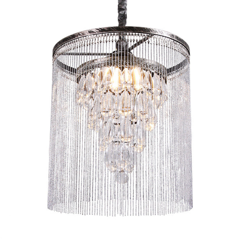 Tassel Mesa de comedor Candelier CRISTAL CRISTAL tradicional 1/3 Cabezas plateadas Luz de techo colgante