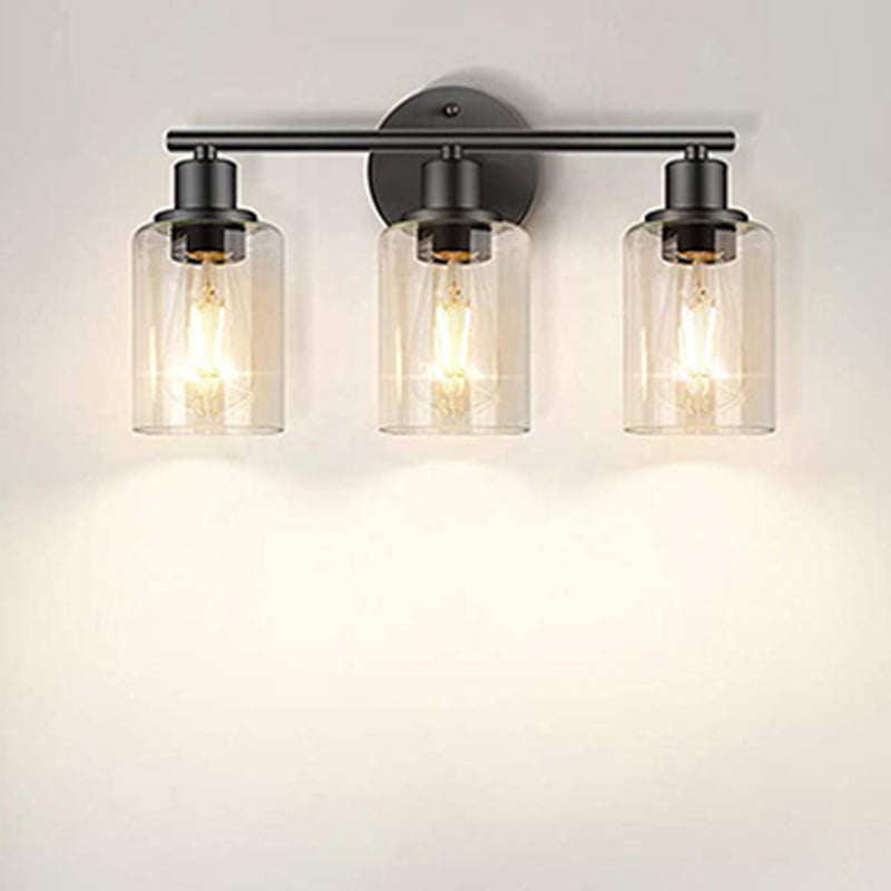 3 Lights Clear Glass Wall Mounted Light Fixture Industrial Cylinder Wall Mount Light for Bathroom