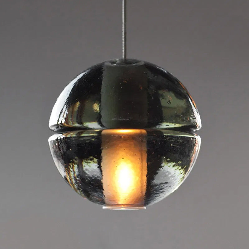 Clear Glass Round Ceiling Light Contemporary 1 Head Pendant Lighting Fixture for Bedroom