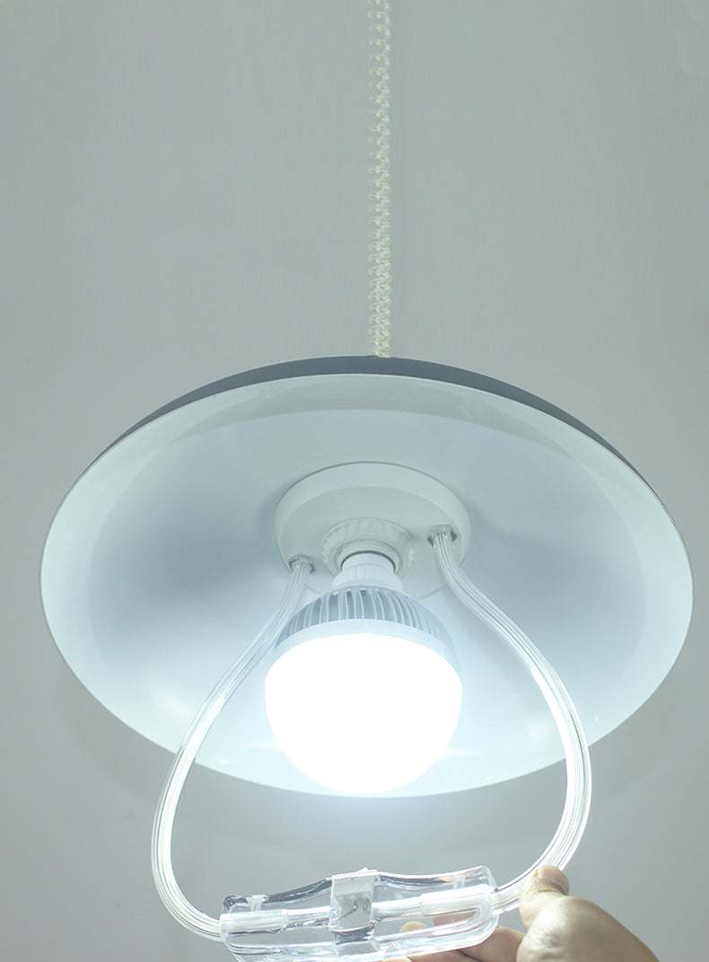 1 Light Round Round Pendants Lighting Metal Industrial Metal Prowing Lamping avec poignée de traction