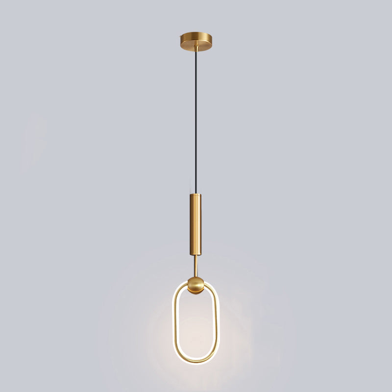 LED Halo Pendant Lamp Simplicity Metal Bedside LED Ceiling Suspension Light in Gold