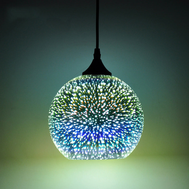 Chromé Géométrique Pendant Lightture Modern 1 Head 3D Glass Suspension Light for Dinner