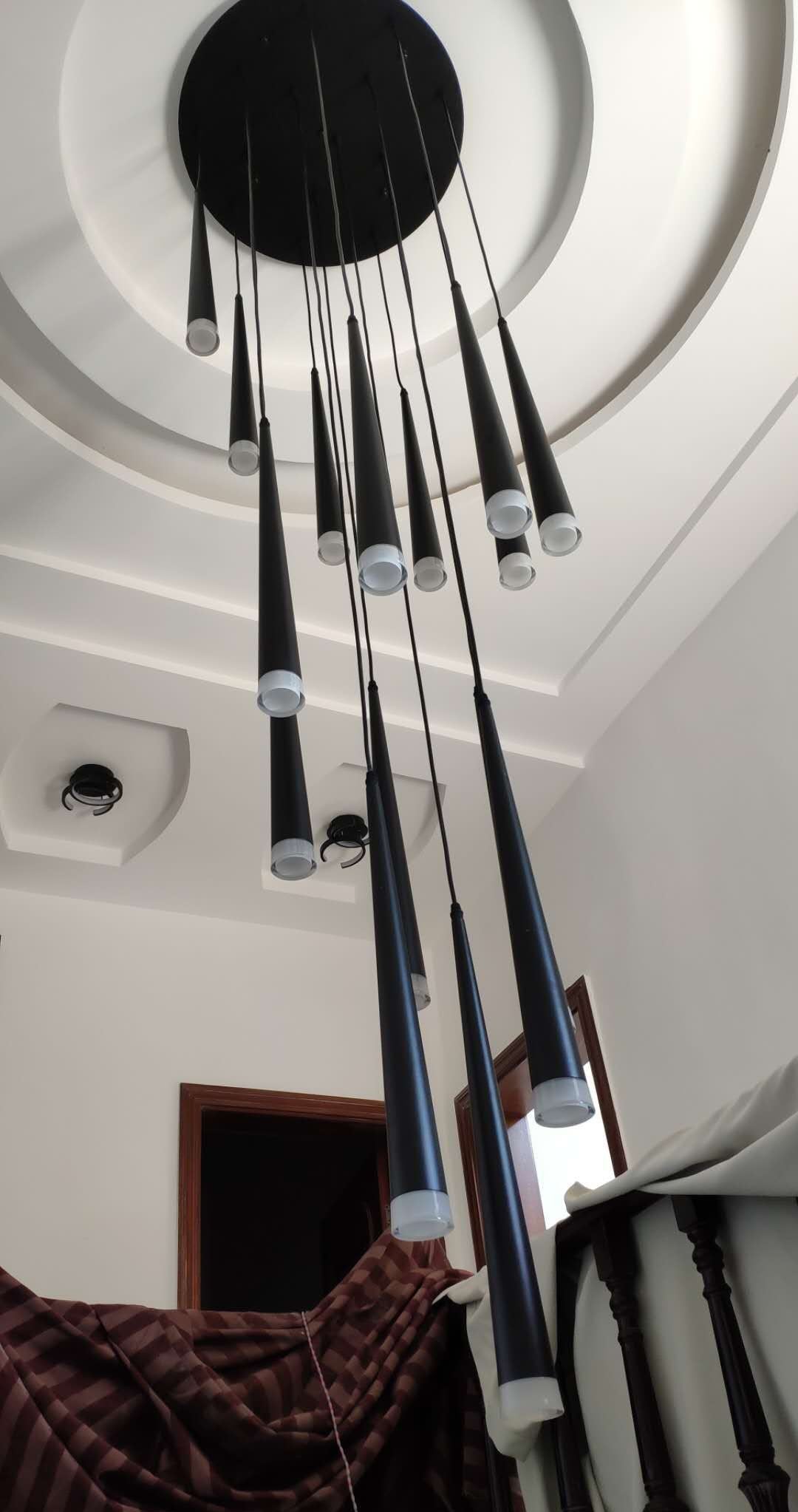 Spiral Hanging Light Fixtures Modern Simple Acrylic Ceiling Pendant for Stairwell