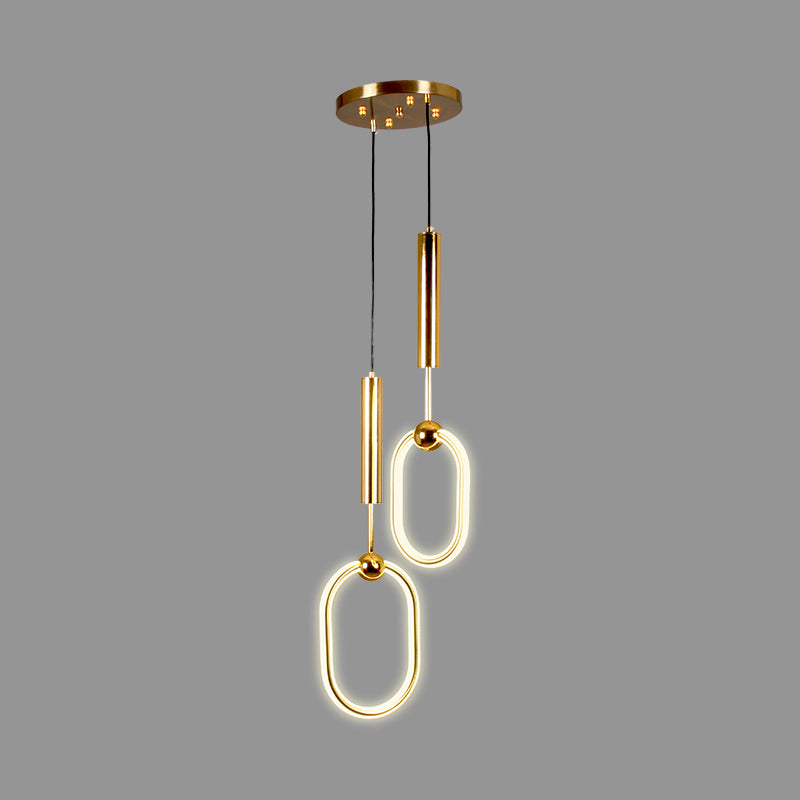 Wrought Iron Gold LED Pendant Light in Modern Luxury Style Acrylic Linear Hanging Lamp for Bedroom