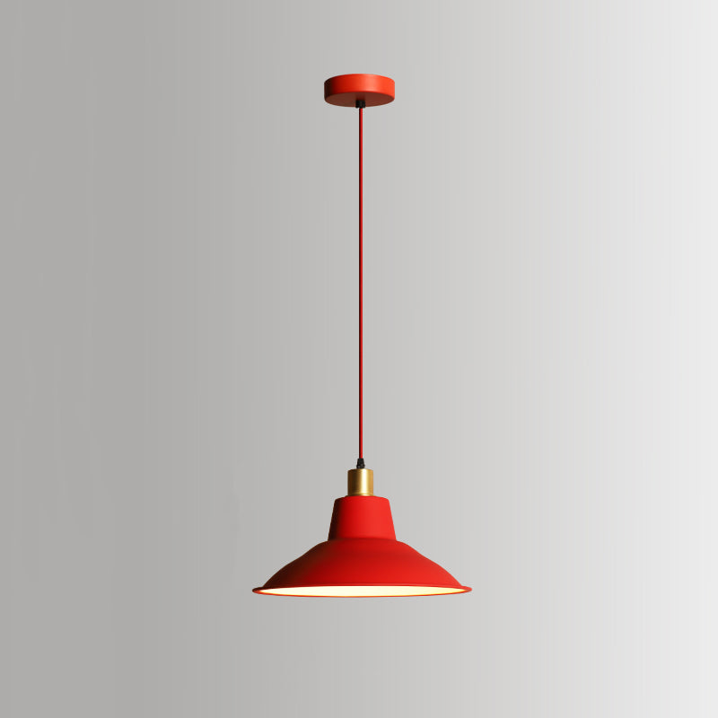 Lámpara colgante de acabado rojo de metal geométrico 1 cabeza vintage colgante luz de techo para restaurante