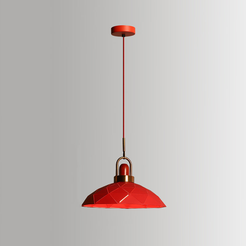 Lámpara colgante de acabado rojo de metal geométrico 1 cabeza vintage colgante luz de techo para restaurante