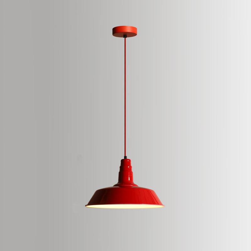 Lámpara colgante de acabado rojo de metal geométrico 1 cabeza vintage colgante luz de techo para restaurante