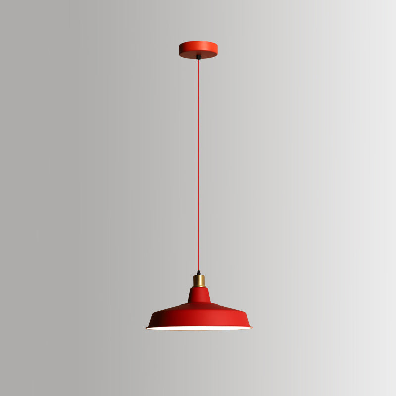 Lámpara colgante de acabado rojo de metal geométrico 1 cabeza vintage colgante luz de techo para restaurante