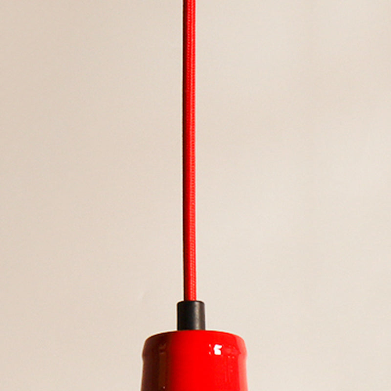 Lámpara colgante de acabado rojo de metal geométrico 1 cabeza vintage colgante luz de techo para restaurante
