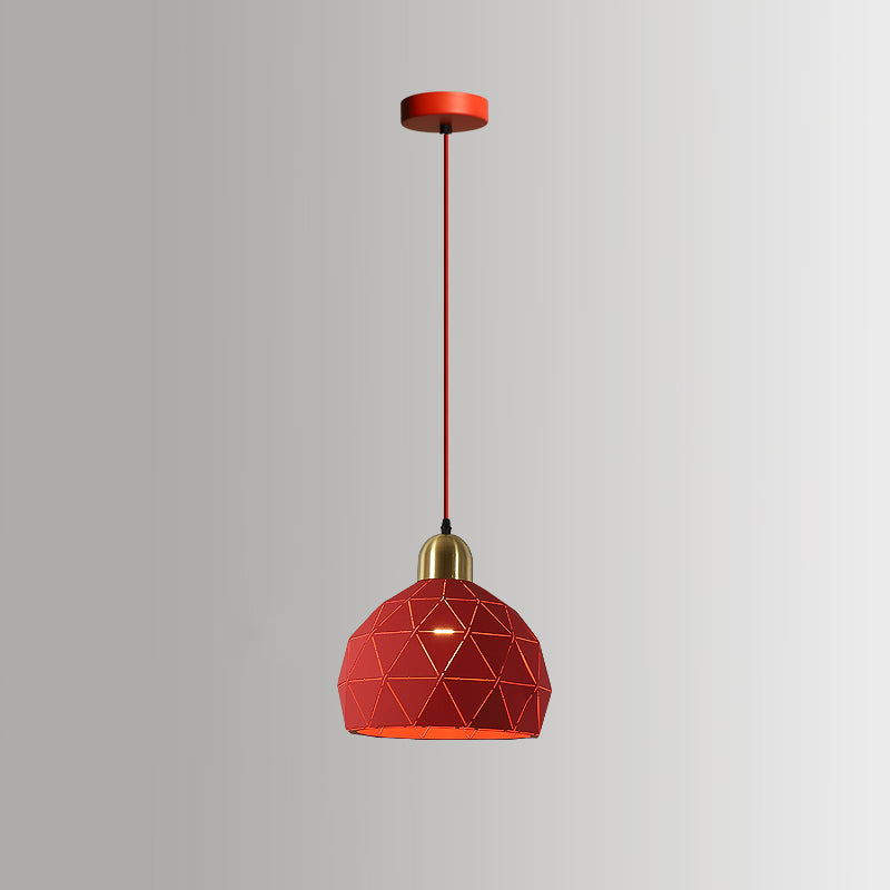 Lámpara colgante de acabado rojo de metal geométrico 1 cabeza vintage colgante luz de techo para restaurante