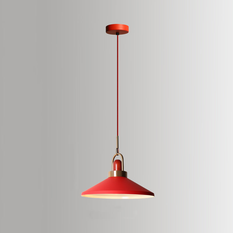 Lámpara colgante de acabado rojo de metal geométrico 1 cabeza vintage colgante luz de techo para restaurante