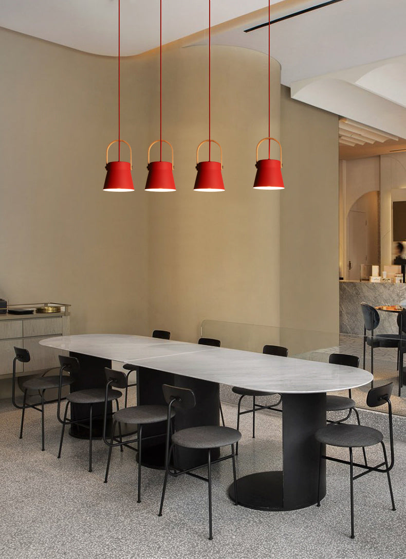 Lámpara colgante de acabado rojo de metal geométrico 1 cabeza vintage colgante luz de techo para restaurante