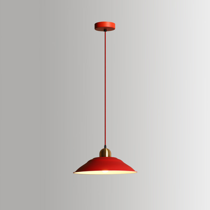 Lámpara colgante de acabado rojo de metal geométrico 1 cabeza vintage colgante luz de techo para restaurante